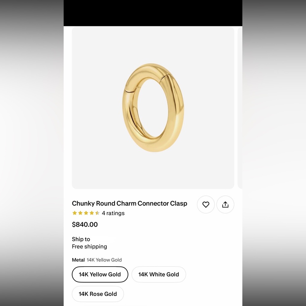 14k yellow gold chunky hinged connector clasp 16mm charm necklace bracelet NWT